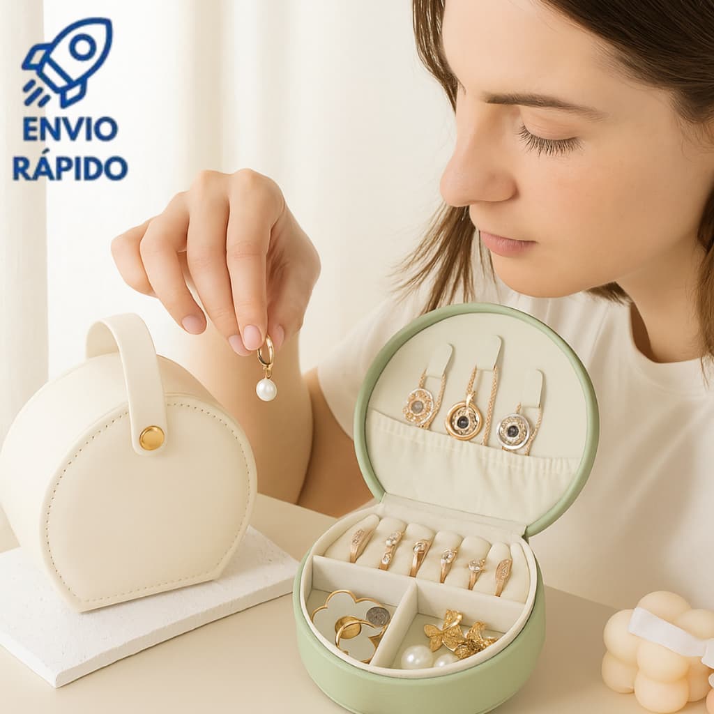 Porta Joias Mini Maleta Estojo Organizador Maleta Portátil Viagem Brincos Bijuterias Colares Anéis
