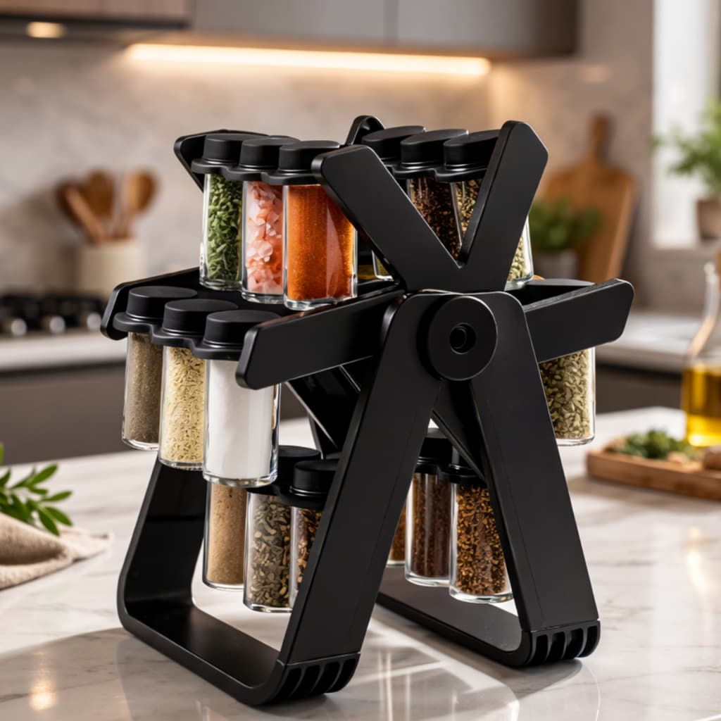 Porta Condimentos Giratório 360° com Tampa Dupla 18 Potes 85ml Organizador de Temperos