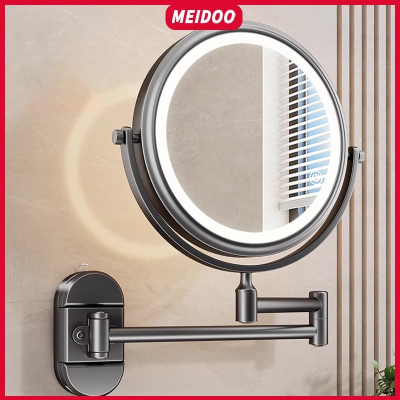 MEIDOO Espelho de maquiagem, espelho de banheiro, com luz, sem necessidade de perfuração